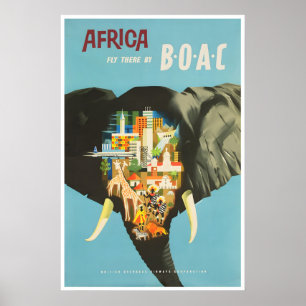 Africa Travel Poster African Art BOAC Airline