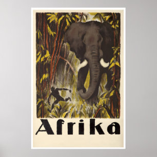 Africa Travel Poster African Art Jungle Elephant