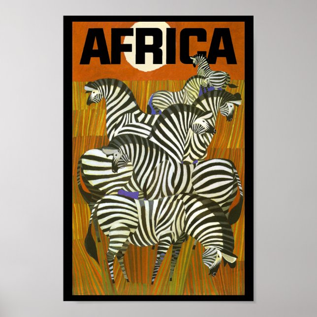 Africa Travel Posters Zebras (Front)