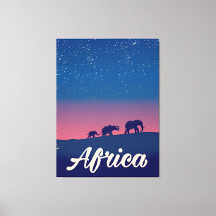 Africa Vintage elephants travel poster Canvas Print