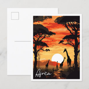Africa vintage travel illustration postcard