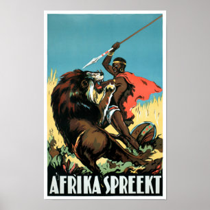 Africa Vintage Travel Poster Restored