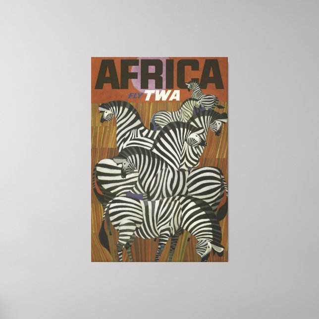 Africa Vintage Travel Poster Zebra Safari Canvas Print (Front)