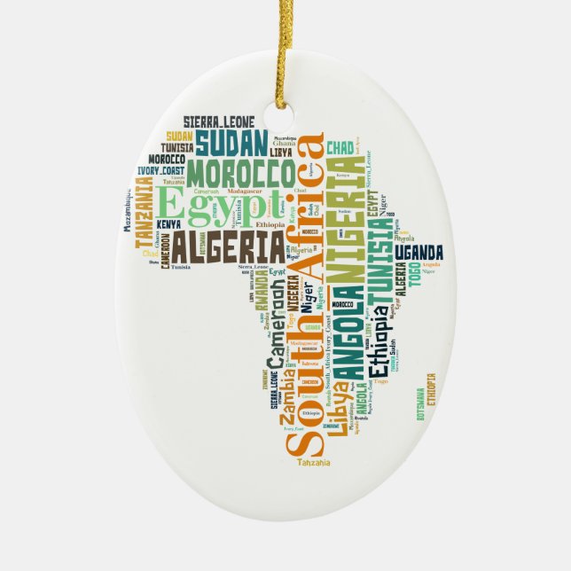 Africa Word Art Ceramic Ornament (Front)