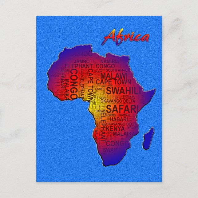 Africa word art postcard (Front)