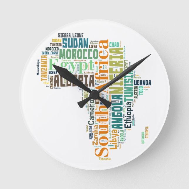 Africa Word Art Round Clock (Front)