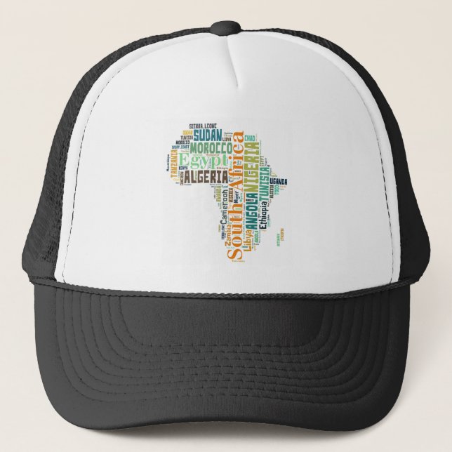 Africa Word Art Trucker Hat (Front)