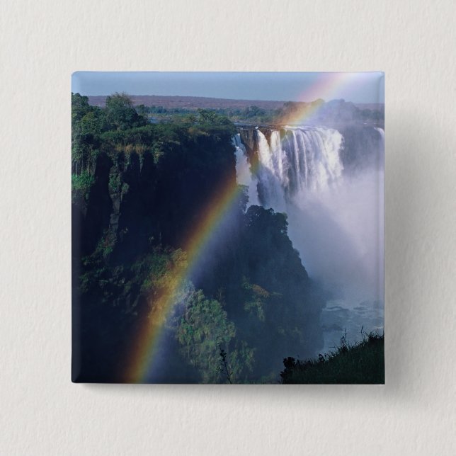 Africa, Zimbabwe. Victoria Falls 2 Inch Square Button (Front)