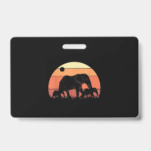 Africa Zoo Keeper Animal Family Retro Elephant Badge