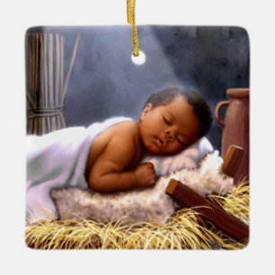 Africain-Américain Bébé Jésus ornements de Noël