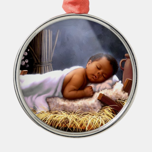 Africain-Américain Bébé Jésus ornements de Noël (Devant)