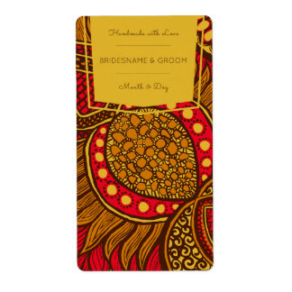 Africain Ankara Blue Gold Floral Favoriser Étiquet