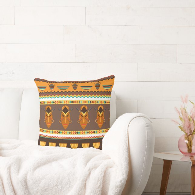 Africain Tribal Mask Motif coussin intérieur (Canapé)