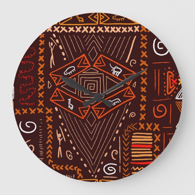 African Aboriginal Art Seamless Pattern Large Clock (Front)