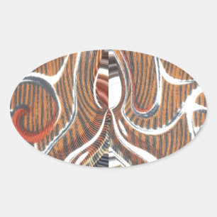 African Abstract Art Print Oval Sticker