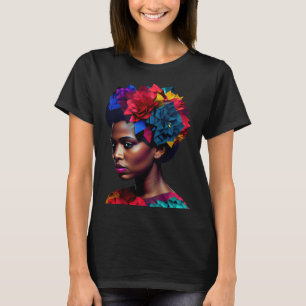 African Abstract Beautiful Black Woman Origami Que T-Shirt