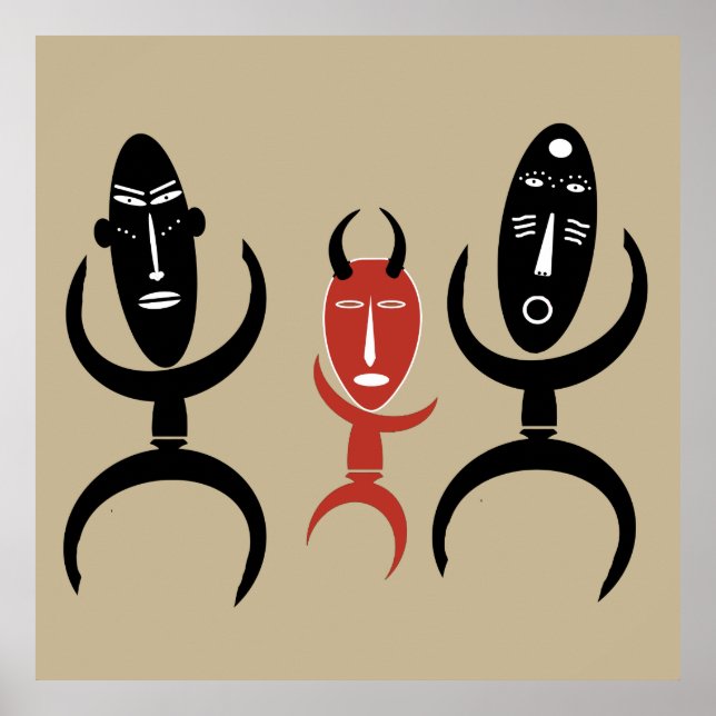 african abstract dancing figure poster (Front)
