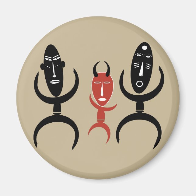 african abstract dancing figures magnet (Front)