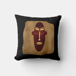 African Abstract Face Throw Pillow