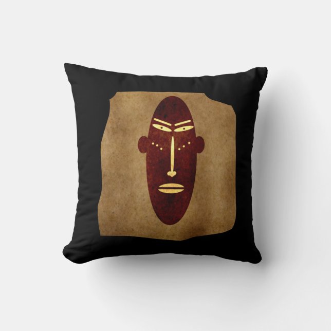 African Abstract Face Throw Pillow (Front)