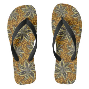 African Abstract Floral Batik Style Flip Flops