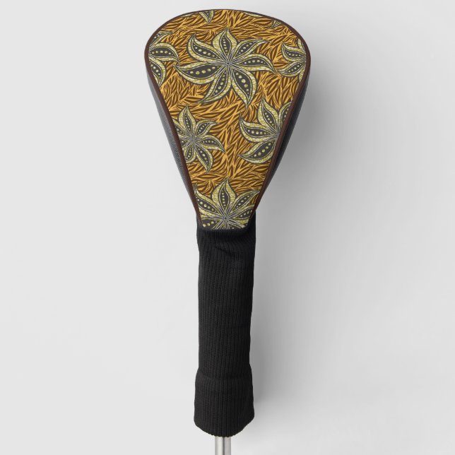 African Abstract Floral Batik Style Golf Head Cover (Front)