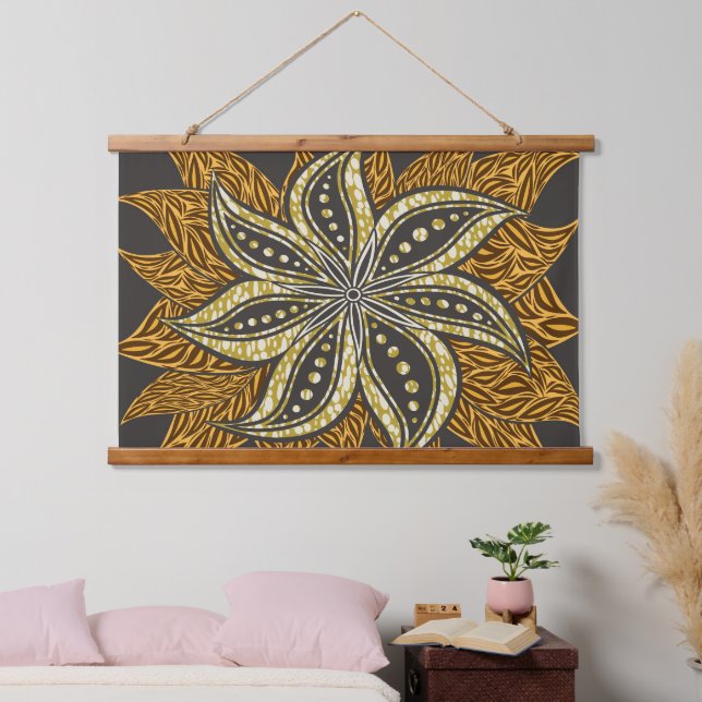 African Abstract Floral Batik Style Hanging Tapestry (Bedroom)