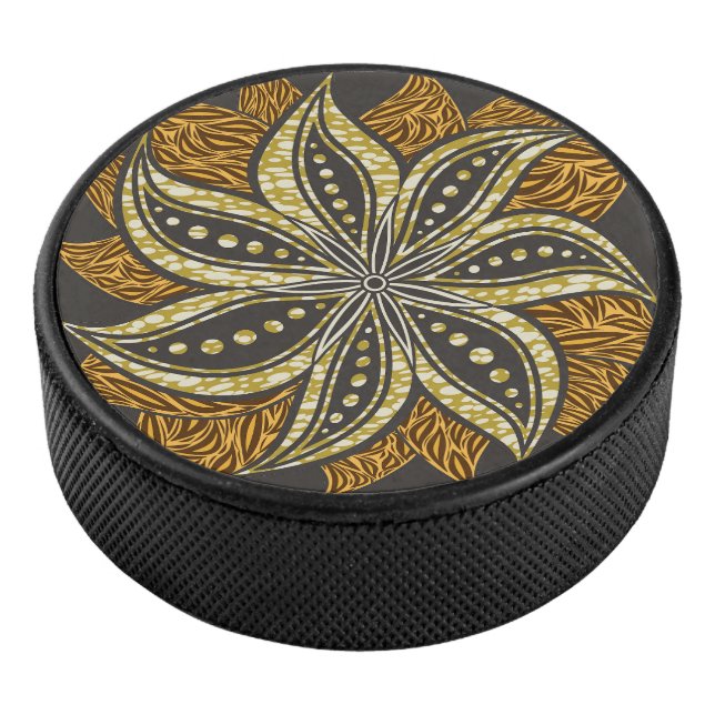 African Abstract Floral Batik Style Hockey Puck (3/4)