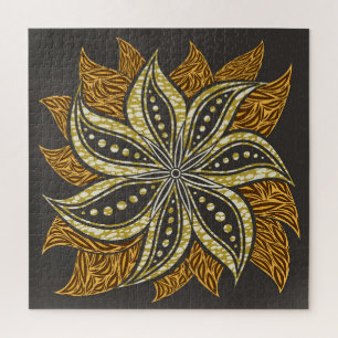 African Abstract Floral Batik Style Jigsaw Puzzle