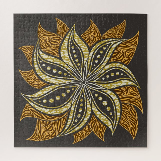 African Abstract Floral Batik Style Jigsaw Puzzle (Vertical)