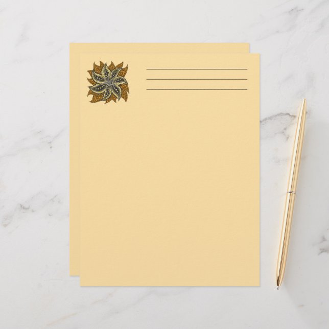 African Abstract Floral Batik Style Letterhead (Front/Back In Situ)