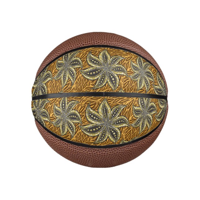 African Abstract Floral Batik Style Mini Basketball (Front)