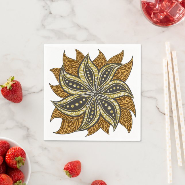 African Abstract Floral Batik Style Napkin (Insitu)