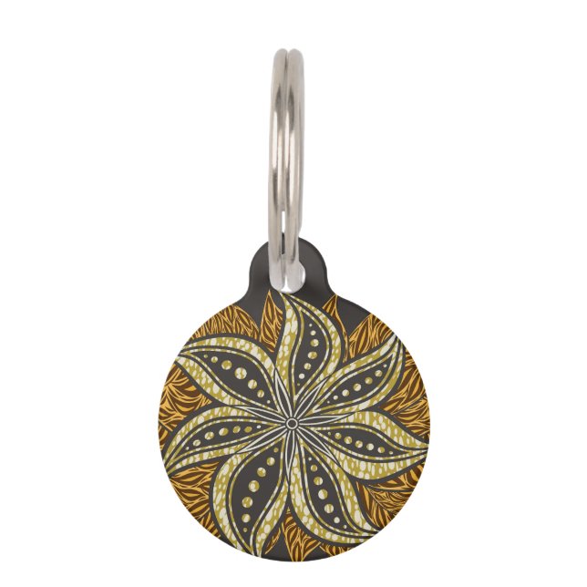 African Abstract Floral Batik Style Pet Tag (Front)