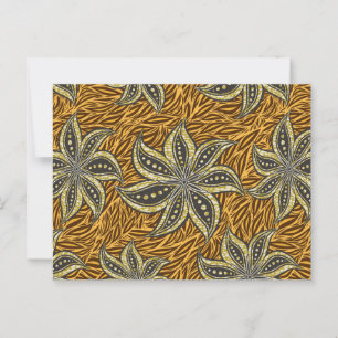 African Abstract Floral Batik Style Postcard
