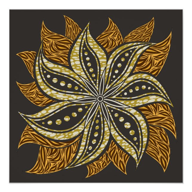 African Abstract Floral Batik Style Poster (Front)