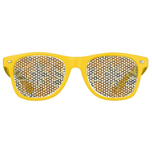 African Abstract Floral Batik Style Retro Sunglasses (Front)