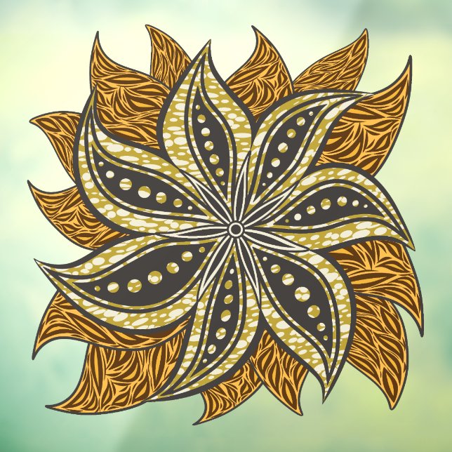 African Abstract Floral Batik Style Window Cling (Sheet 3)