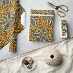 African Abstract Floral Batik Style Wrapping Paper
