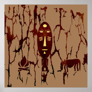 african abstract modern portrait afro art poster