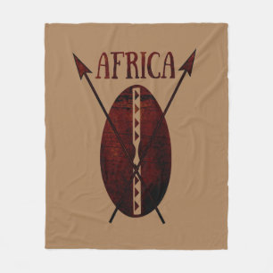 african abstract shield spear afro art fleece blanket