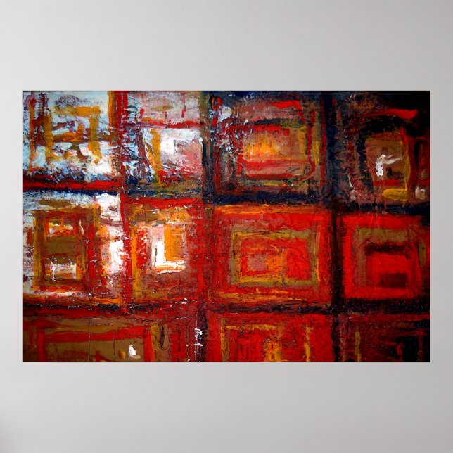 African Abstract Squares Painting Art Print Poster (Front)