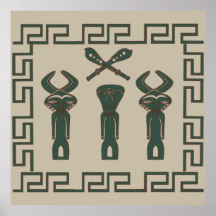 african abstract tribal portrait afro art poster