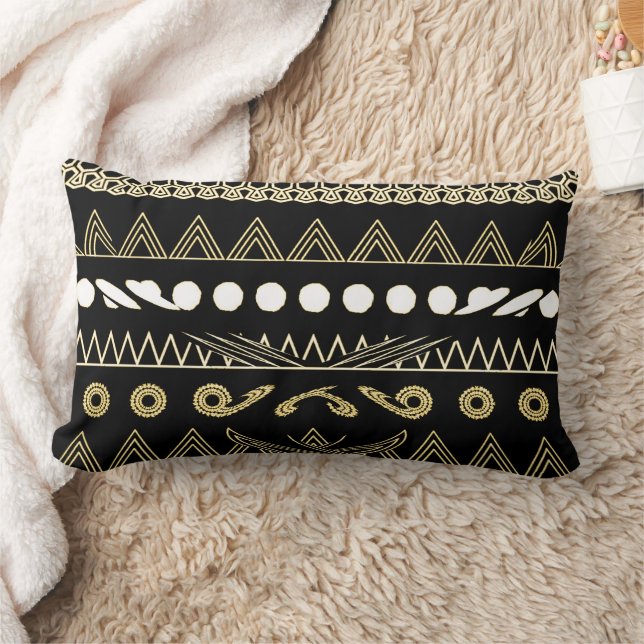 African Abstract Tribal Print Lumbar Pillow (Blanket)