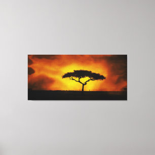 African Acacia Landscape Warm Glow Canvas Print