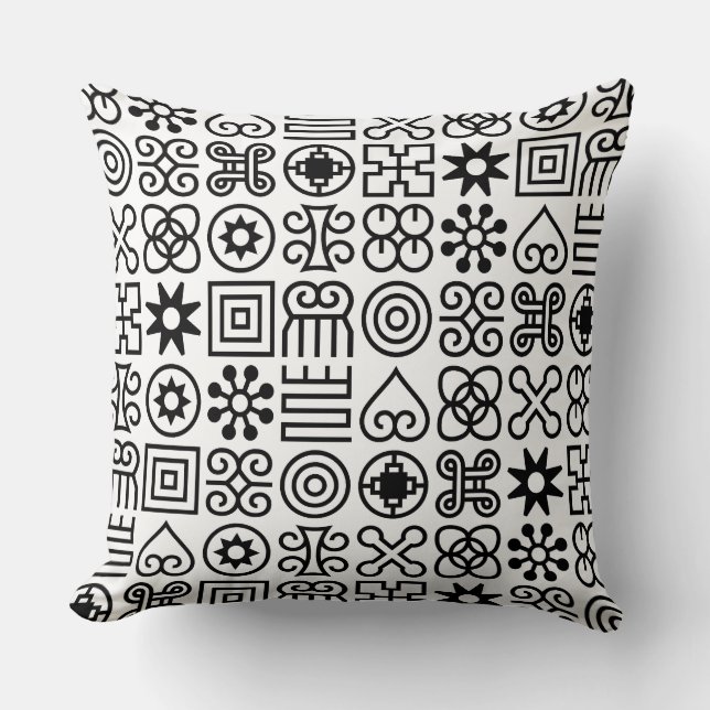 African Adinkra Symbol Throw Pillow (Front)