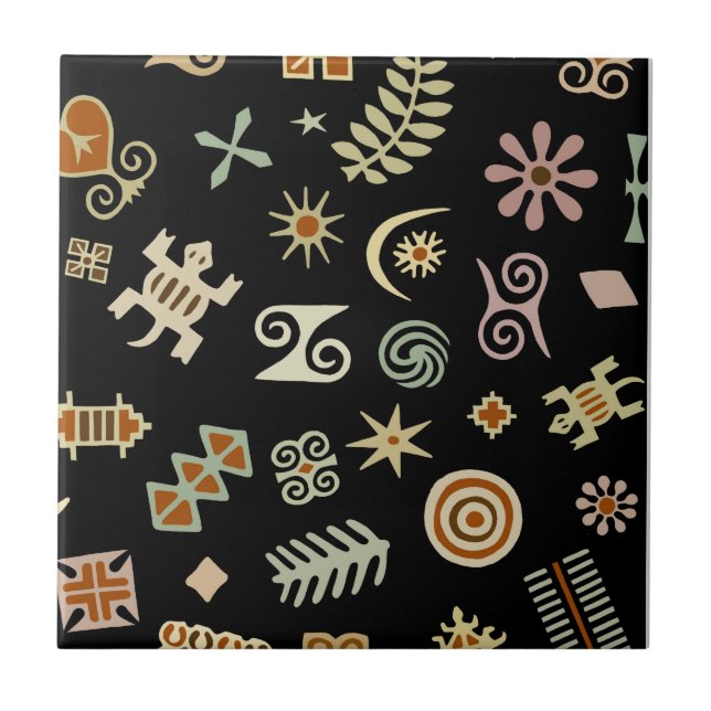 African Adinkra Symbols Tile (Front)