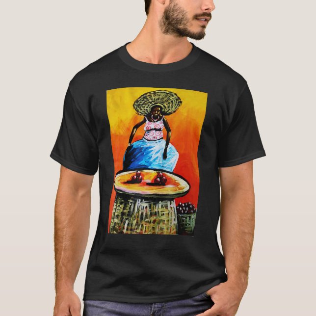 African  African Woman Preparing Food  Colourful A T-Shirt (Front)