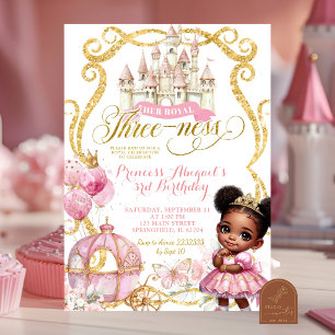 African Afro Princess Her Royal Three-ness Invitation
