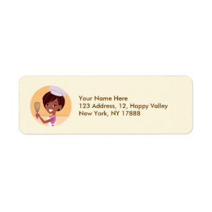 African Am Baker Cake Decor Icon Return Label